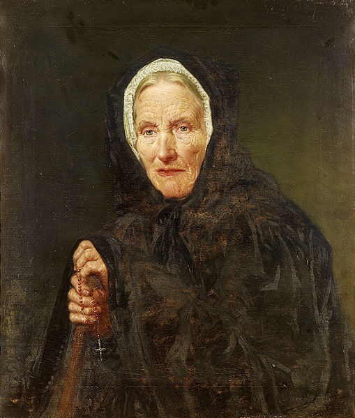 Carl d Unker Old Woman with a Rosary